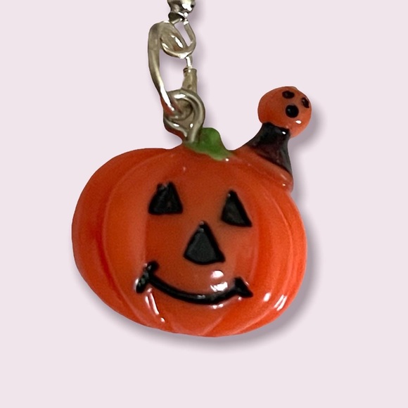 New Handmade Sterling Silver Halloween Pumpkin & Baby Pumpkin Dangle Earrings - Picture 3 of 8